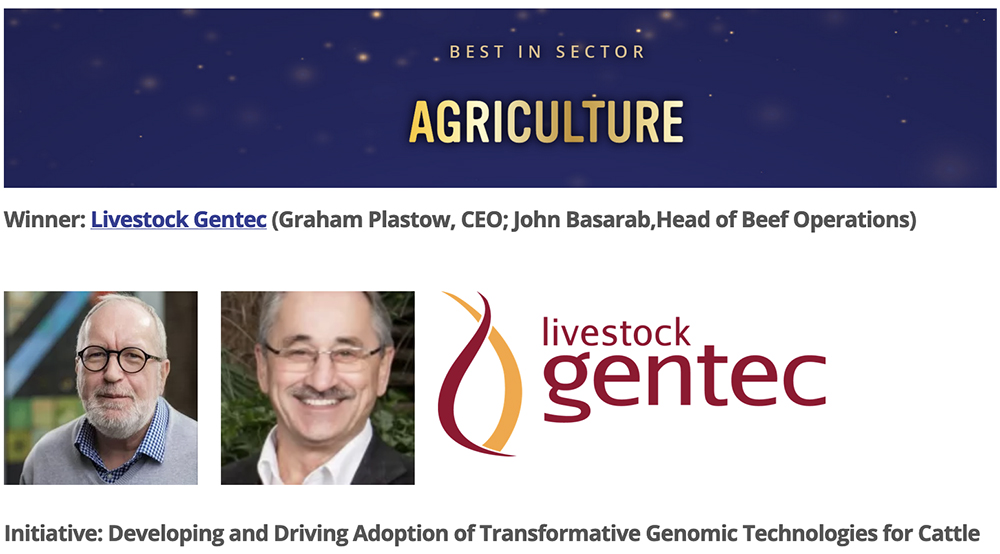 The Best in Agriculture Sector Award recognizes the discovery, development and commercialization of new technologies or processes that significantly benefit the agriculture industry. | Screencap via astech.ca