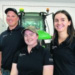 The BASF Vanscoy research farm employs many members and graduates of the company’s training program, including Ethan Bertholet, left, Shauna Chesney and Carol McLennan. | Ed White photo