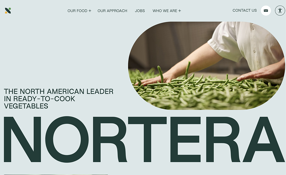Nortera is a plant-based food manufacturer, operating 13 processing plants in Canada and the United States that prepare canned and frozen vegetables. | Screencap via norterafoods.com