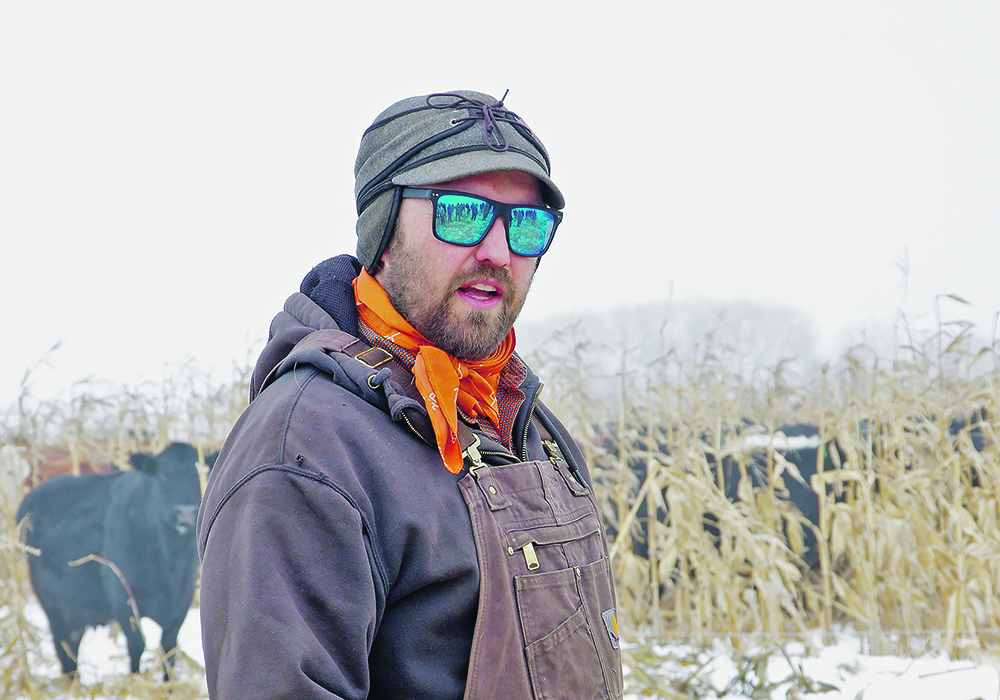 Brett McRae, who has planted soybeans and hairy vetch with his grazing corn, hopes the field will benefit from added nitrogen fixation along with the purported other benefits of intercropping, such as erosion prevention, green cover and weed suppression.  |  Alexis Stockford photo