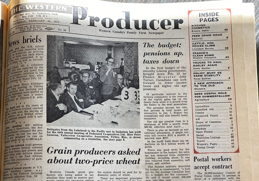 A front page story in a 1973 issue of the WP reads, “Meat producers in the U.S. were given another six months to meet new federal requirements for peek-a-boo windows in bacon packages and complete labelling of ingredients in hams.” | Bruce Dyck photo