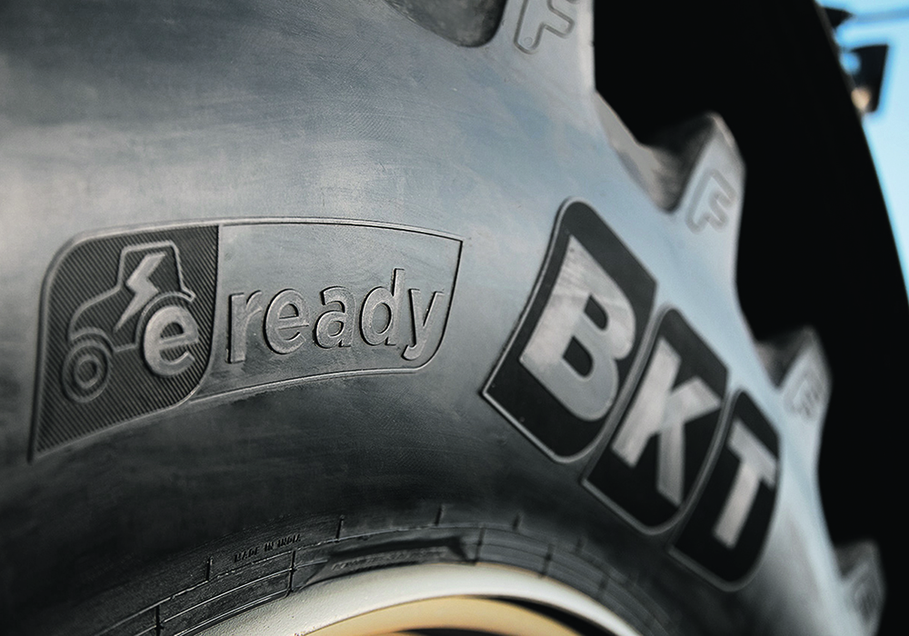 BKT has introduced tire technology designed specifically for use on electric drive machines. The tires are the first to get the E-Ready designation.  |  BKT photo