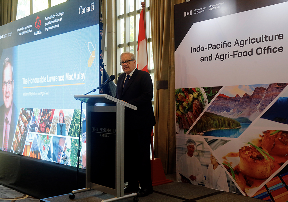 The Indo-Pacific Agriculture and Agri-Food Office (IPAAO) is a joint effort between Agriculture Canada and the Canadian Food Inspection Agency and is part of a plan to “increase and diversify Canada’s agriculture and agri-food exports to the Indo-Pacific,” Prime Minister Justin Trudeau said in a November 2022 news release announcing the initiative. | Screencap via twitter.com/@L_MacAulay