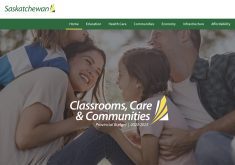 The budget theme, Classrooms, Care and Communities, outlined the spending priorities Saskatchewan people deem important, the government said. | Screencap via saskatchewan.ca