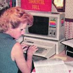Computers became a vital tool on many modern farms. This was especially true in 1988 for Stan and Frances Church’s record keeping for their 250 Simmental cattle. | Betty Ann Deobald photo