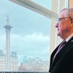 Ralph Goodale looks out at Nelson’s Column in London’s Trafalgar Square from a window of Canada House, Canada’s high commission to the United Kingdom. | Allan Dawson photo