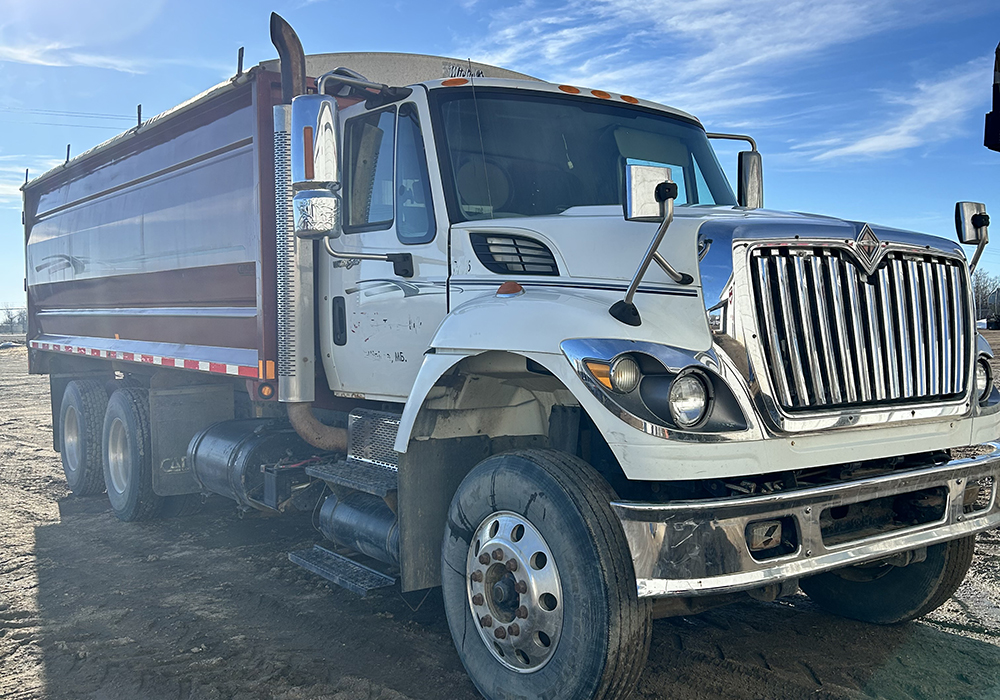 The truck stolen from a Miniota, Man., Co-Op last weekend and since recovered looks to be in decent shape, with only the decals scraped from its doors. The gate thieves used it to smash through is a different story. | Twin Valley Co-Op photo