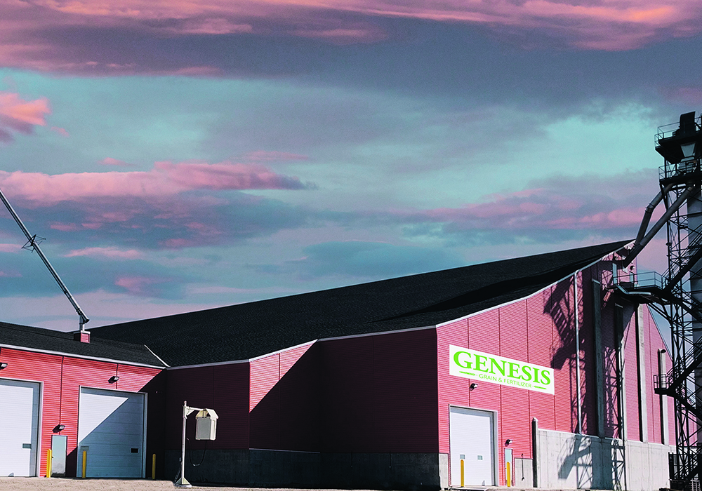 The current Genesis Grain and Fertilizer Centre in Belle Plaine, Sask., may be replaced with a new and larger facility designed to streamline fertilizer handling.  |  Screencap from company website