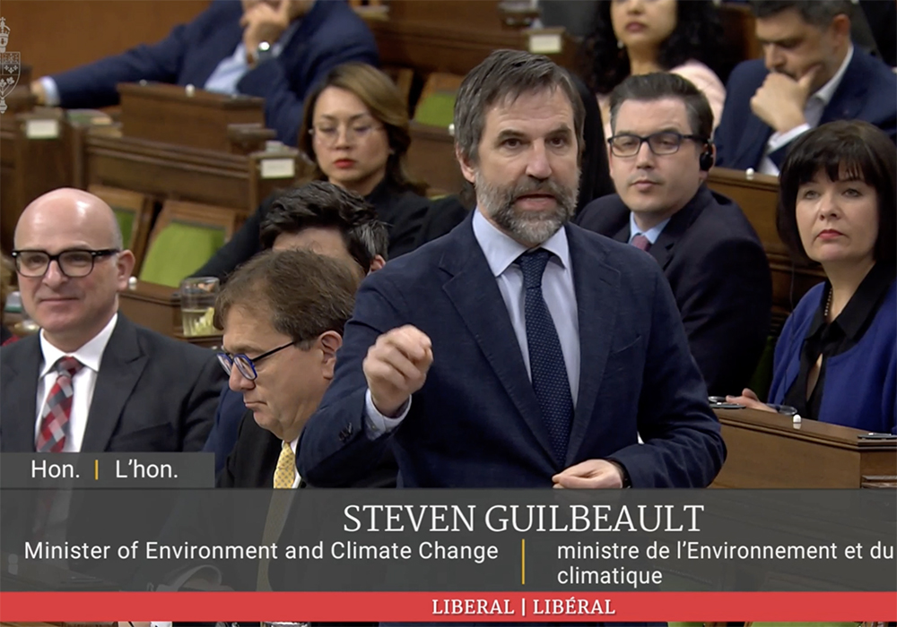 "I’ve been meeting with grain farmers, cattle farmers. They don’t talk to me about carbon pricing. They talk to me about the hundreds of millions of dollars (in losses) due to the impacts of climate change on the farming sector in the country," environment minister Steven Guilbeault told the House of Commons last week. | Screencap via CPAC