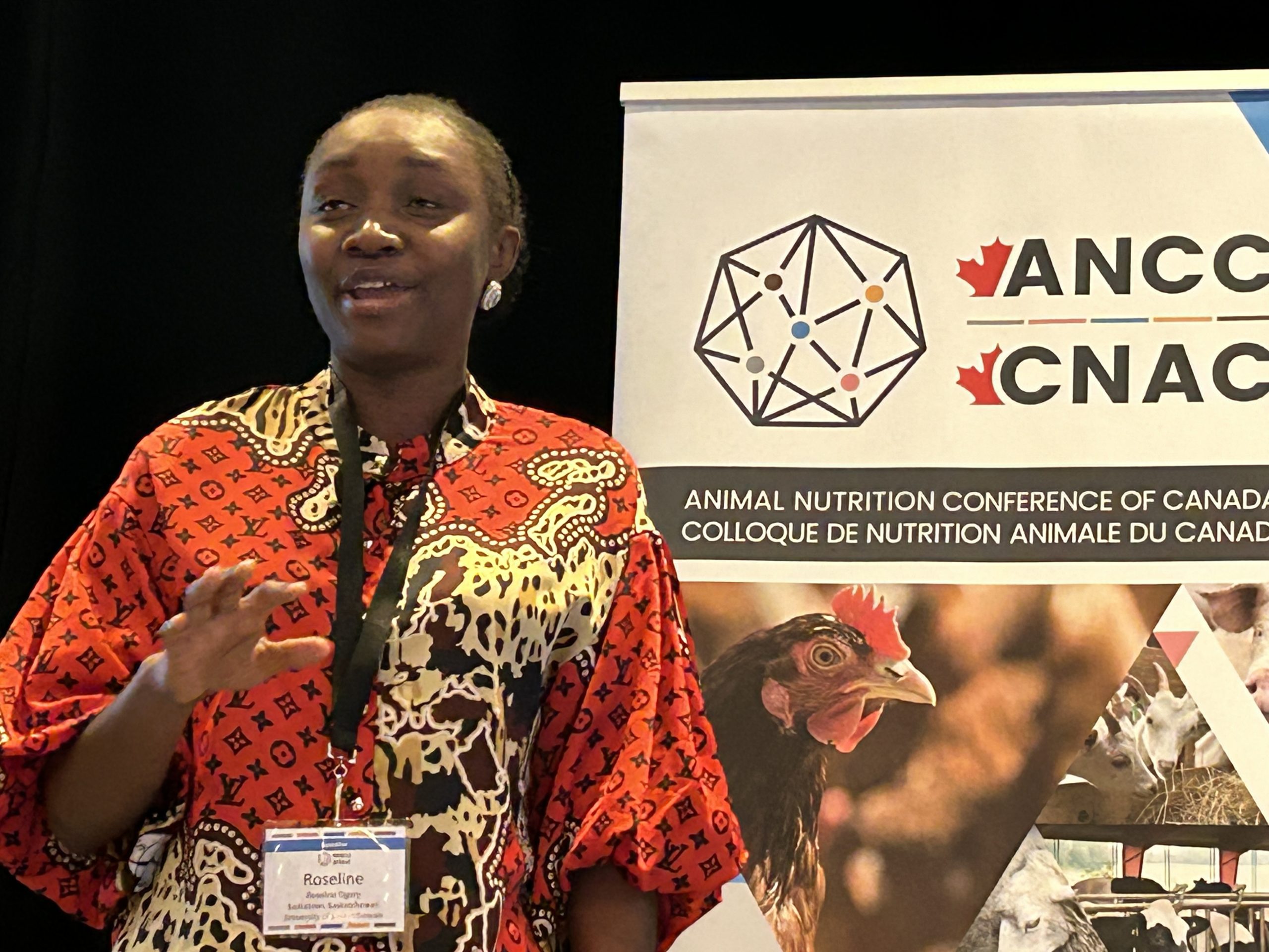 Roseline Ogory presents her research on Ahliflower as a source of Omega 3s in eggs at the Animal Nutrition Conference of Canada. | Ed White photo