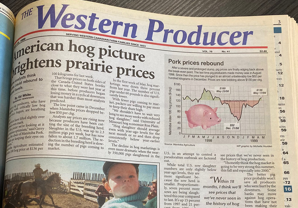 In the May 20, 1999, issue of the WP the paper debuted its second annual feature that followed three farm families throughout the growing season from seeding to harvest. | Bruce Dyck photo