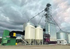A BioDryAir unit (left) installed at Jonk Generation Farms in Holland, Manitoba.  |   Supplied photo