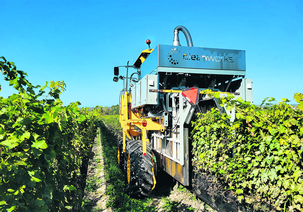 The Clean Works system installed on a grapevine harvester at Vineland Estates Winery.  |  Clean Works photo