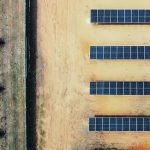 A drone view shows sandy soil eroding from the base of solar panels on Indiana farmland Dave Duttlinger leased to Dunns Bridge Solar LLC. | Reuters / Jim Vondruska photo