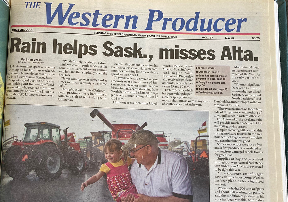Many Alberta regions hadn’t had a decent rain in a year, and eight municipalities in the northeastern and central parts of the province had declared agricultural disasters. | Bruce Dyck photo