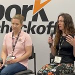 “I believe that we can get it eliminated,” said Laura Dalquist, left, a veterinarian with the Swine Vet Centre speaking recently at the World Pork Expo. “I think it’s possible.” | Ed White photo