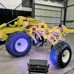 Degelman Industries launched its heavy duty staggered ripper at Canada’s Farm Show in Regina. The ripper has three shank options, three shank trip options and a narrow transport size. | Karen Briere photo