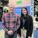Taras Lysenko and Olesia Zhurakivska from Clean Field in Kiev, Ukraine, attended the recent Canada’s Farm Show in Regina. | Karen Briere photo