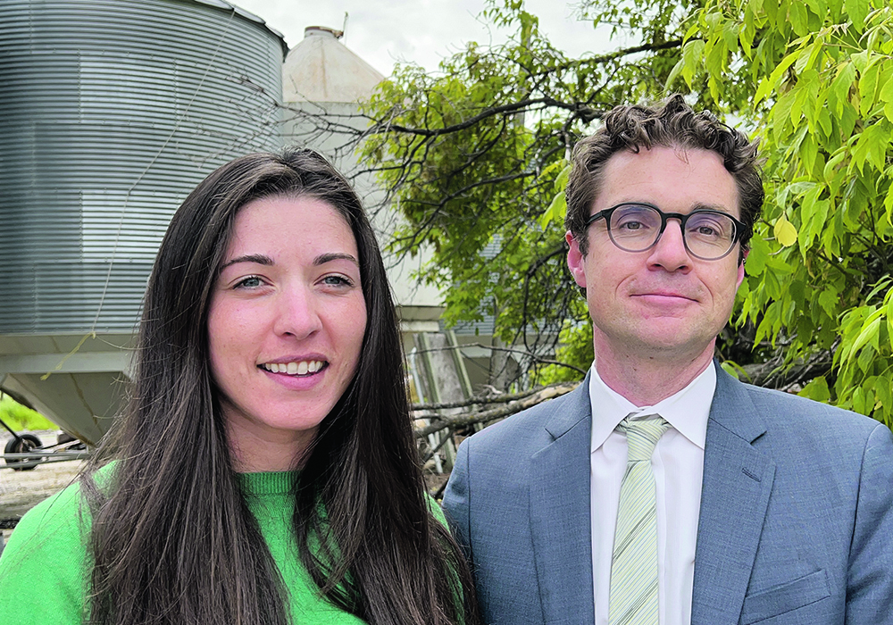 Andrea Faubert of Corteva Agriscience and Brian Innes, executive director of Soy Canada, say farmers need to make friends, form alliances and tell their stories in order to help urban residents better understand why government decisions must take into account the impact on agriculture.  |  Ed White photo