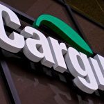 Large Cargill wordmark sign on glass front of building