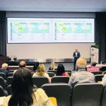 Jason Newton, chief economist and head of market research with Nutrien, provides a global crop market outlook to delegates attending the International Farm Management Association Congress in Saskatoon earlier this week. | Sean Pratt photo