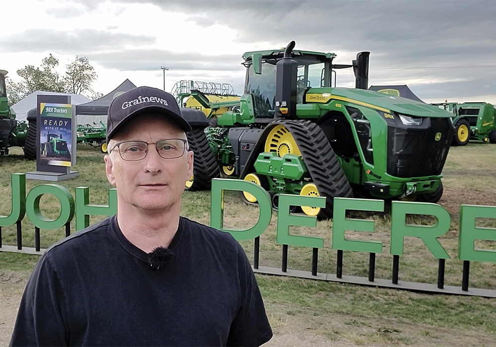 The new John Deere 830, and its "little" brother, the 770, are among the many interesting things to see at this year's Ag in Motion farm show. | Screencap via Scott Garvey