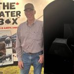 The Water Box is a livestock waterer producers can insert through the ice of a dugout, slough or slow-moving creek. Once frozen in place, cattle can flip a lid near the ice surface and drink their fill. | Lisa Guenther photo