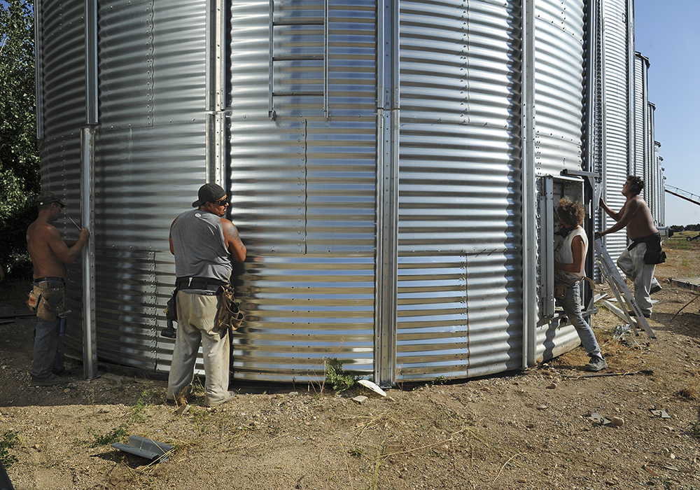 Paul Brisebois, senior vice president for Canada for grain storage manufacturer AGI, explained that as farms have increased in size, their storage requirements now mean far greater quantities of a single crop, whether it be canola or wheat. This means higher capacity, flat-bottomed bins. | File photo