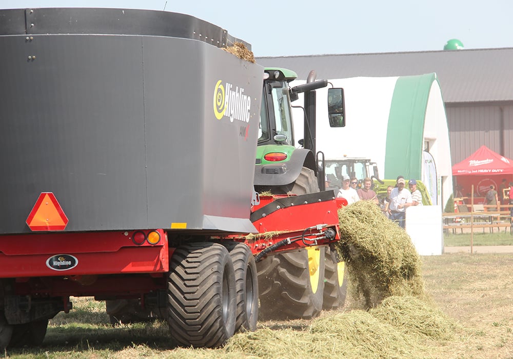 Feed mixers were being demonstrated at the Ag in Motion farm show near Langham, Sask. | Melissa Jeffers-Bezan photo