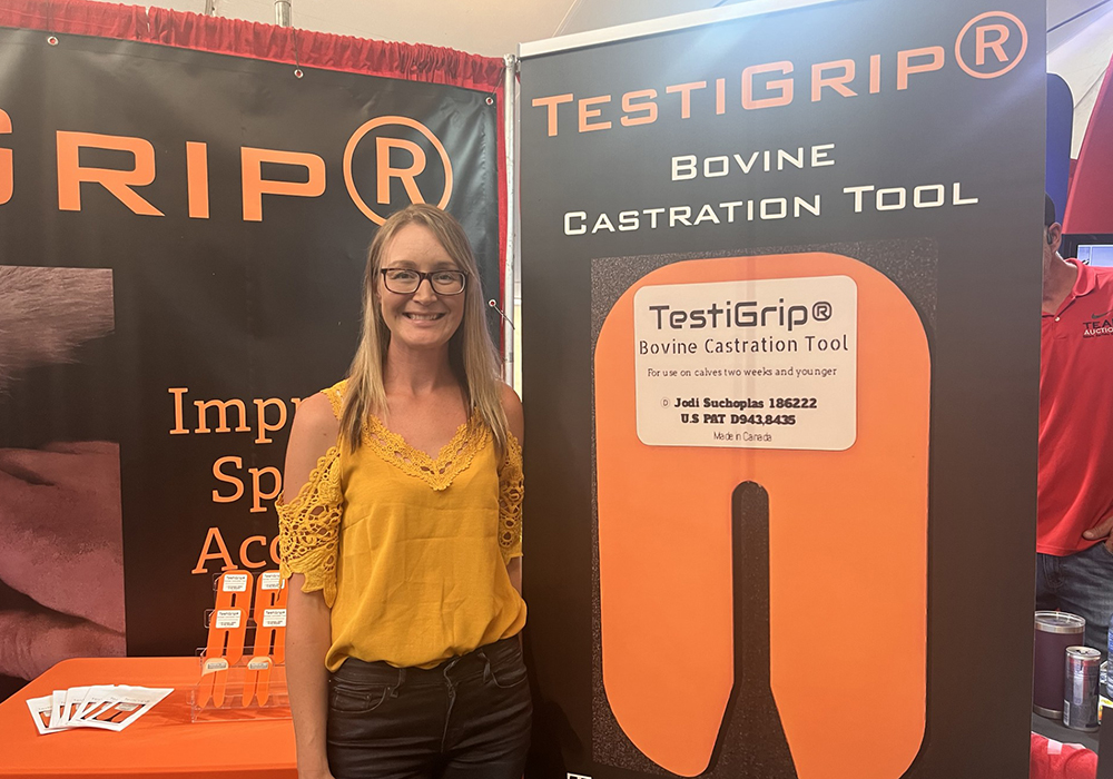 Jodi Suchoplas, creator of TestiGrip, wins the Innovation Award for LIvestock at Ag in Motion. | Melissa Jeffers-Bezan photo
