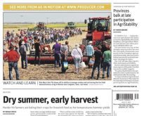 In July of 2017 high temperatures, extremely dry field conditions and lack of rainfall had caused crops to mature quickly and were expected to result in lower-than-average yields, particularly south of the Trans-Canada Highway. | Screencap via producer.com