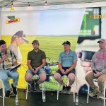 Troy Prosofsky, FieldView rep with Bayer, introduces farmers Niko Mayer, Mark McNaughton and Derek Dery at a panel discussion at Ag in Motion last month. | Michael Robin photo