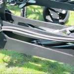 A new SeedMaster single-knife opener on display at Ag in Motion featured two hydraulic cylinders: one to control down force and the other to control trip force. | Scott Garvey photo