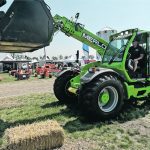 The Merlo Multifarmer telehander is a blend between a telehandler and a farm tractor. This 44.9 model was on display at the Ag in Motion farm show in July. | Scott Garvey photo