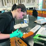Summer intern Lilly Merz prepares samples. | Ed White photo