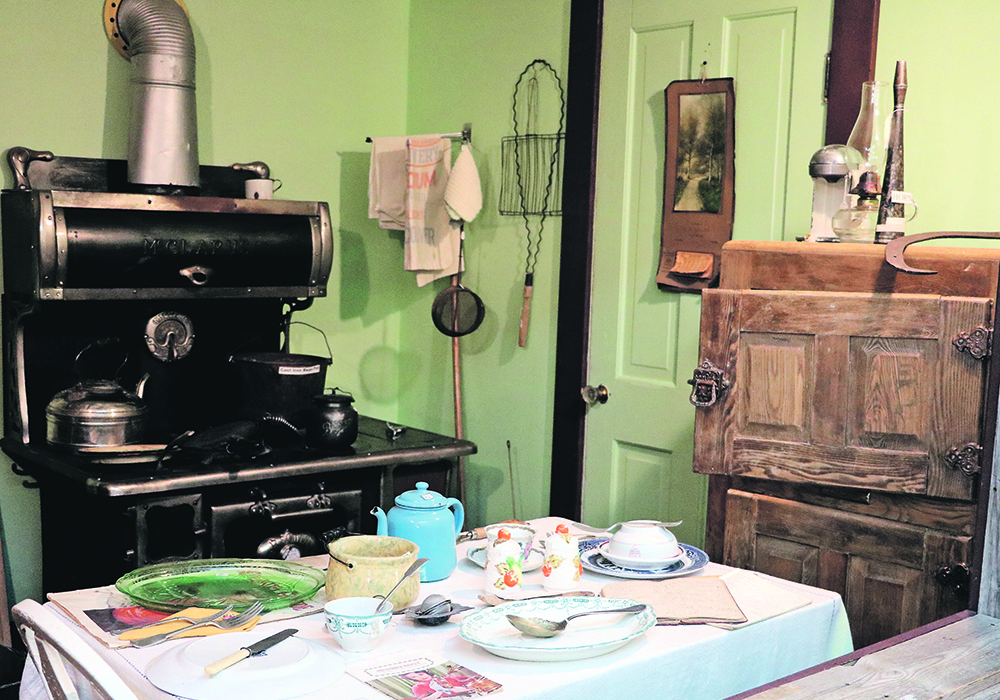 The Rosetown and District Museum has a room designed to depict a 1920s farm kitchen. Note the coal and wood stove, wooden ice box and coal oil lamp, all typical of the era.  |  Betty Ann Deobald photo