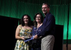 John Duynisveld and his wife, Jane, accept the TESA from Kelleen Tait. | Melissa Jeffers-Bezan photo