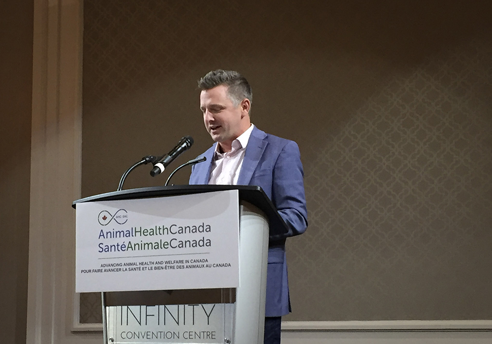 MP Francis Drouin announced more than $13 million in federal funding for Animal Health Canada at AHC Annual Forum in Ottawa. | Jonah Grignon photo