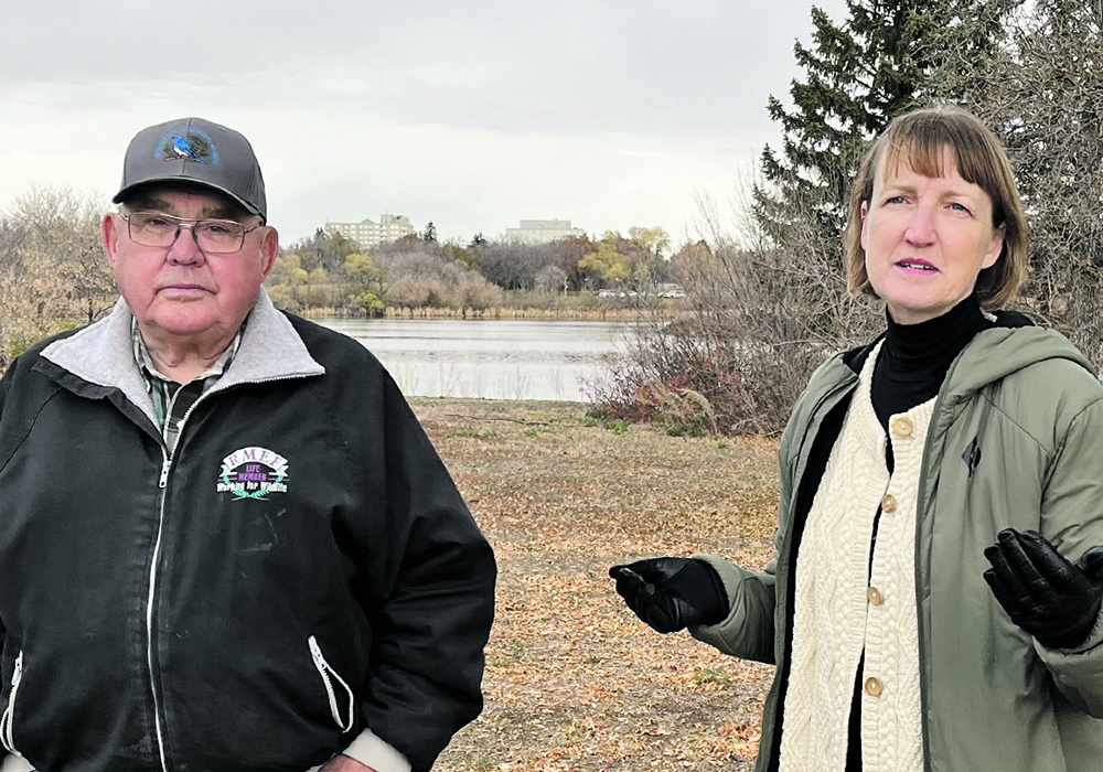 Conservationist and farmer Lorne Scott and Kerri Finlay from the University of Regina are appealing to the Saskatchewan government for a wetland policy.  |  Karen Briere photo