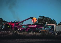 A super moon rises over a soybean harvest at Malkow Farms near Monroe, Wisconsin, earlier this fall. Weeks of warm and dry weather across sped up crop maturity and enabled combines to keep rolling.  |  Reuters photo