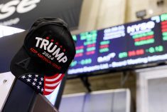 A view shows a hat in support of Republican Donald Trump, after he won the U.S. presidential election, at the New York Stock Exchange (NYSE) in New York City, U.S., November 6, 2024. Photo: REUTERS/Andrew Kelly