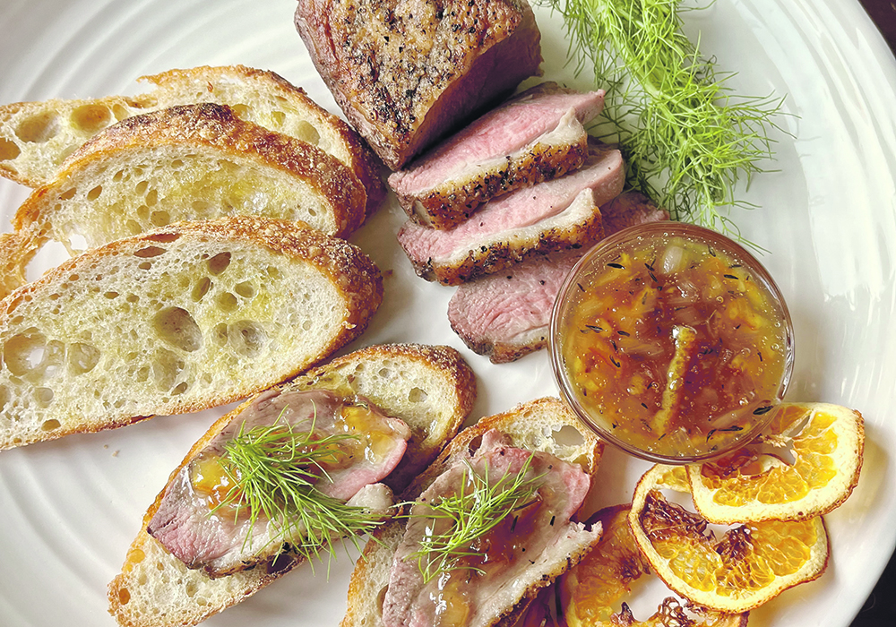 Duck breast on crostini feels festive and it only takes a few minutes to make.  |  Sarah Galvin photo