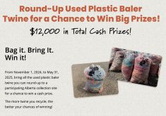 With $12,000 in total cash prizes, the Great Twine Round-Up is a province-wide initiative to promote the recycling of used plastic baler twine. | Screencap via cleanfarms.ca/great-twine-round-up