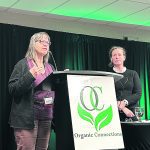 Cathy Holtslander of the National Farmers Union speaks at the Organic Connections Conference in Saskatoon. | Janelle Rudolph photo