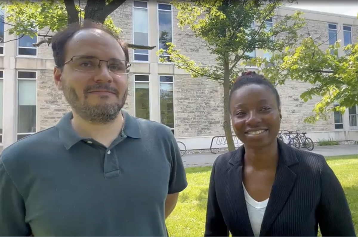 Soil scientists Henrique Carvalho and Afua Mante