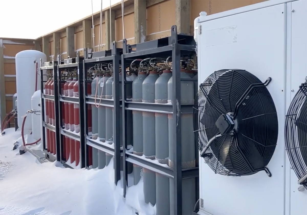 The world’s first on-farm plant will allow operation to produce its own anhydrous ammonia using water, air and electricity. | Screencap via Greg Berg