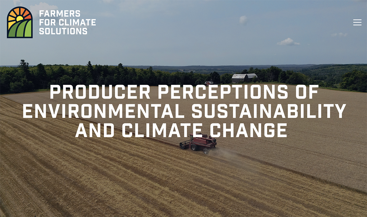 The poll of 858 producers, from coast to coast, determined that farmers rank climate change as their No. 1 concern. Farmers for Climate Solutions hired Leger, a market research firm, to conduct the survey. | Screencap via farmersforclimatesolutions.ca