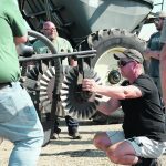 TAP advisers Lee Briese, left, of Centrol Ag Consulting and Jason Hanson of Rock and Roll Agronomy discuss ways to manage crop residue while reducing soil disturbance. | In-House Advertising photo