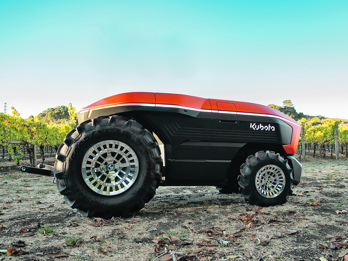 A Kubota Agri Concept autonomous utility tractor.