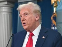U.S. president Donald Trump speaks to the press at the White House.